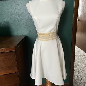 City Studio Cream Dress with Gold Accent